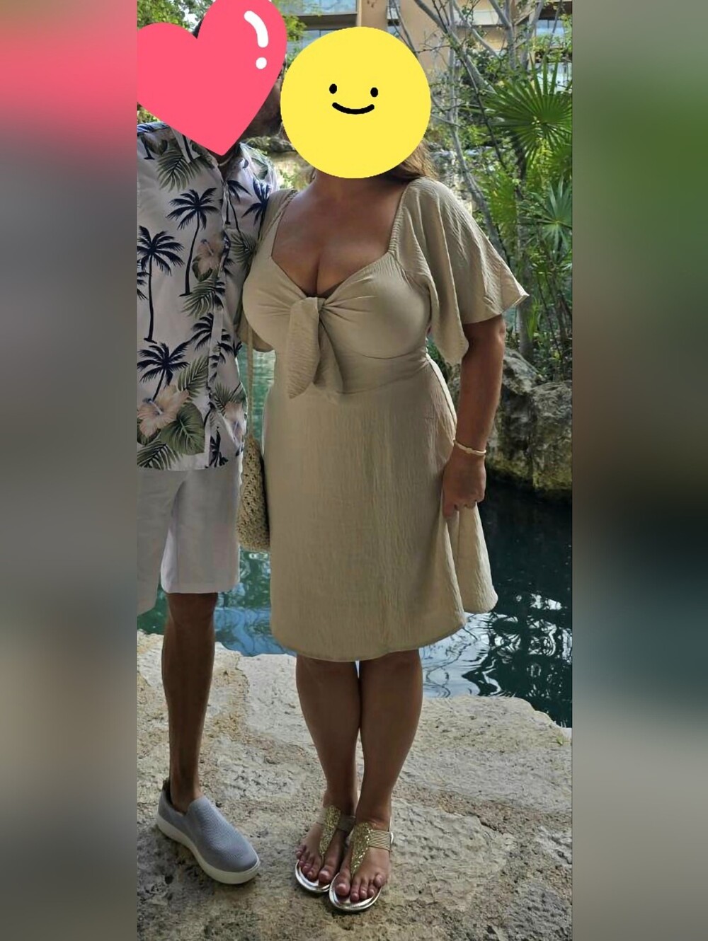 Tie-Front Light Tan Dress